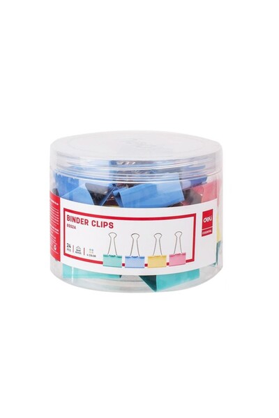 Deli Binder Clips 41mm Colored 24 Pcs/Plastic Box Deli