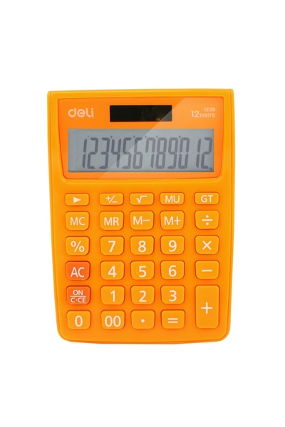 Deli OFFICE CALCULATOR 12DIG WHITE-ORANGE 1238