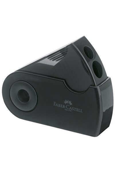 Faber Castell Διπλό Μαύρο Πλαστικό Ξύστρο με Θήκη FABER-CASTELL