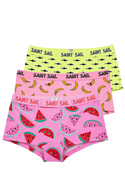 Saint Sail Cotton Lycra Flexible Fabric Printed Couple Boyshort Set of 3 Wome...