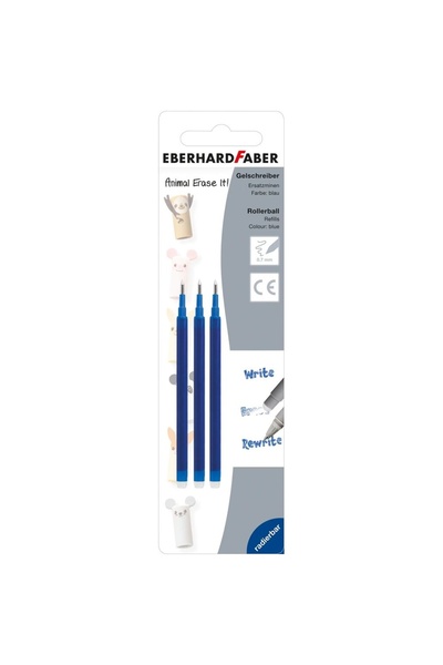 Eberhard Faber MINA ROLLER 0.7 MM BLUE 3/SET ERASABLE