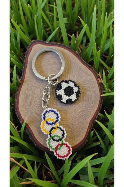 SEARD Miyuki Beads Handmade Olympic Flag and Soccer Ball Keychain/Bag Charm