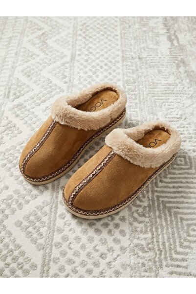 Generic Brand Women's Tan Fur Suede House Slippers