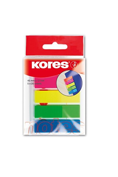 kores Пластмасов индекс 12*45мм 5 цвята*25 листа