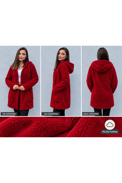 İkmal Peluş Tunik Fermuarlı Hırka