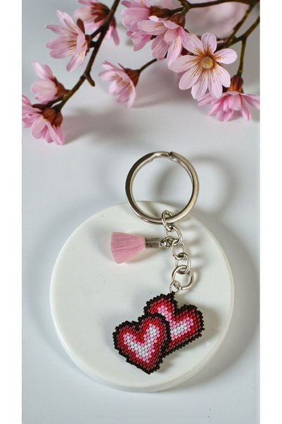 SEARD Miyuki Beads Handmade Heart Keychain/Bag Ornament 1