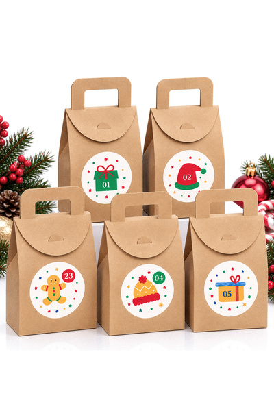 repro design Kraft Advent Calendar 24 Adet Boş Hediye Kutusu Seti 10x15x5,5 c...