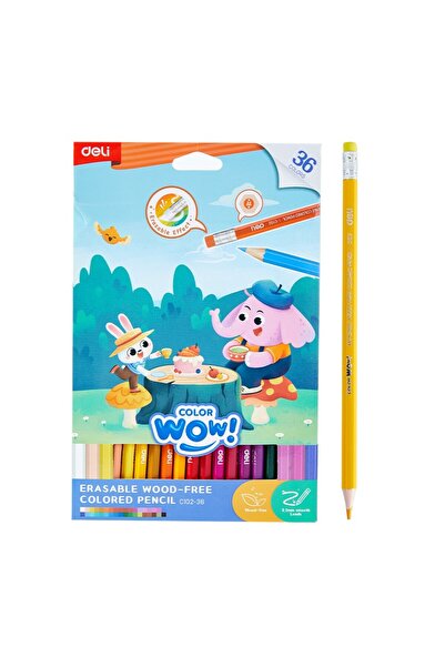 Deli Plastic colored pencils 36 colors with eraser