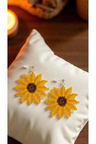 SEARD Miyuki Beads Handmade Sunflower Earrings