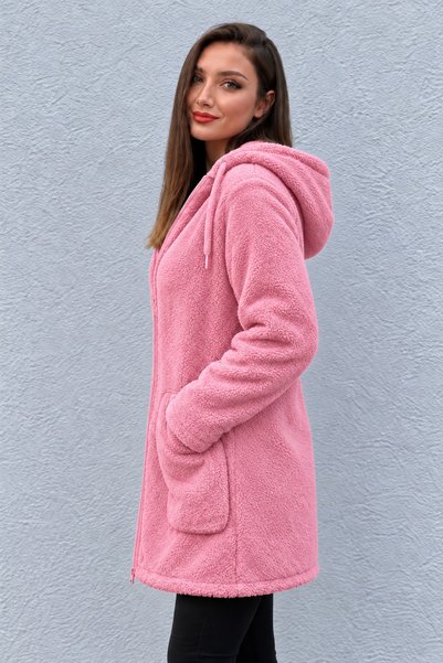 İkmal Peluş Tunik Fermuarlı Hırka