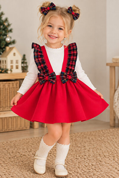 MODA Baby Red Plaid Buckle Salopet