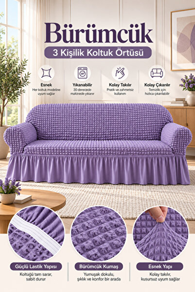 elgeyar Bürümcük Koltuk, Kanepe, Çekyat Örtüsü, Koltuk Kılıfı 3lü