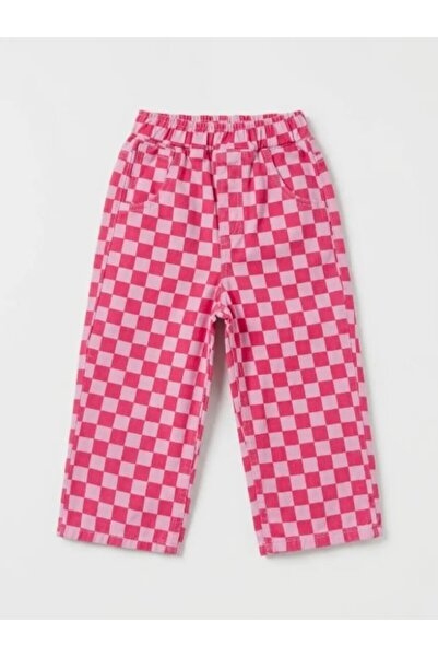 La ciel Paris Damalı Pembe Denim Pantolon