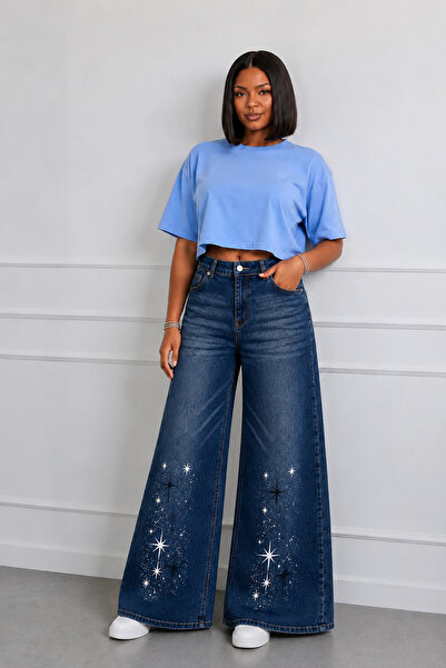 HANIQA Classic Wide Leg Starry Jeans