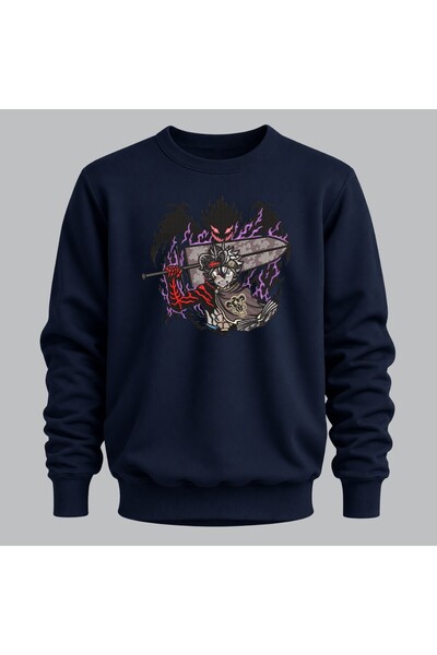 KEYFHOME Asta Black Clover Anime Embroidered Crew Neck Sweatshirt Unisex