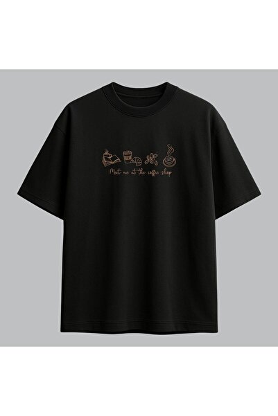 KEYFHOME Întâlnimă-te cu mine la cafenea Tricou unisex cu broderie tematică K...