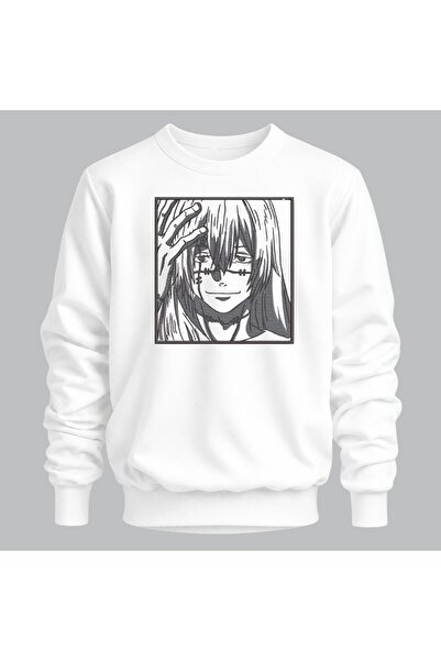 KEYFHOME Mahito Jujutsu Kaisen Anime Embroidered Crew Neck Sweatshirt Unisex