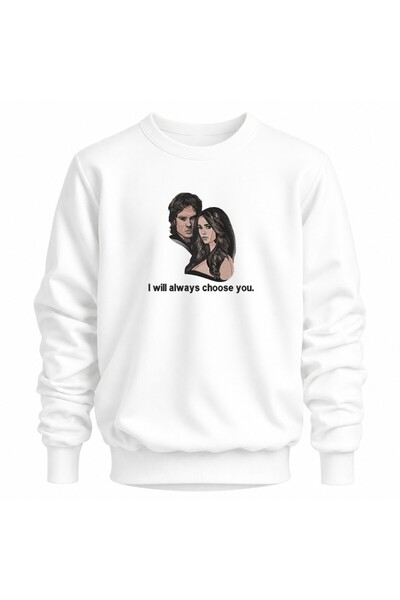 KEYFHOME The Vampire Diaries I Will Always Choose You Hanorac unisex cu gât r...