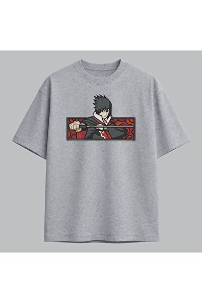 KEYFHOME Sasuke Uchiha Naruto Anime Embroidered T-Shirt Unisex 100% Cotton