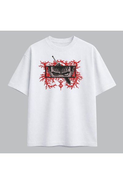 KEYFHOME Guts Berserk Anime Κεντημένο T-Shirt Unisex 100% Βαμβάκι