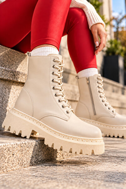 MY GROSS SHOES Γυναικείες χειμερινές μπότες με μπεζ γούνα εσωτερικά, ανθεκτικ...