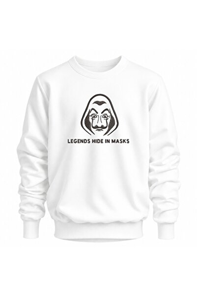 KEYFHOME La Casa De Papel Mask Money Heist Embroidered Crew Neck Sweatshirt U...