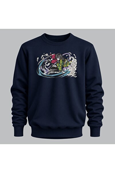 KEYFHOME Giyu Tomioka Demon Slayer Anime Hanorac cu gât de ciclism brodat unisex