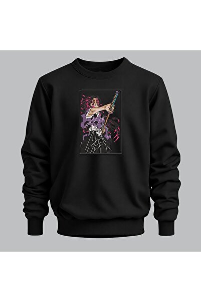 KEYFHOME Kokushibo Demon Slayer Anime Broderie Sweatshirt cu gât de ciclism U...