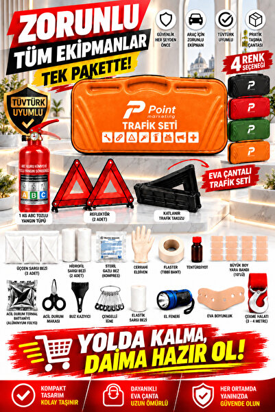 point marketing Araç Muayene Uyumlu 22 Parça Acil Durum ve Profesyonel Trafik...