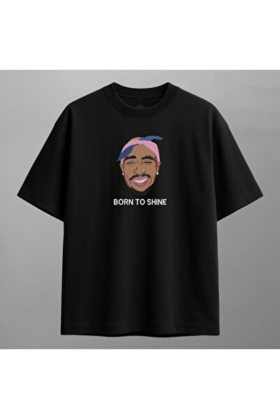 KEYFHOME Tupac Shakur 2Pac Born To Shine Rap Tricou unisex cu broderie 100% b...
