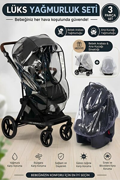 MorPort Set of 3 Baby Stroller & Baby Carrier Rain Cover + Fly Screen