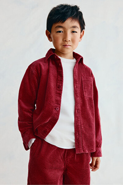 H&M Pamuklu ve Fitilli Kadife Overshirt Gömlek