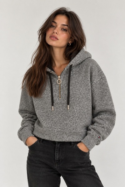 Tommy Hilfiger YARIM FERMUARLI HEATHER ZIP HOODIE