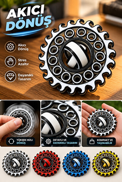 TETRA’S 3D Baskı Sonsuz Dönen Gyroscope Fidget Oyuncak – Mekanik Masaüstü Stres Çarkı