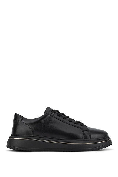 Tamer Tanca Men's Genuine Leather Black Sneakers & Sports Shoes