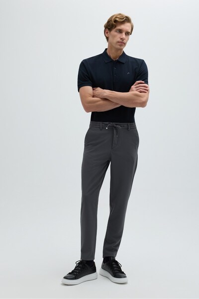 Sabri Özel Antrasit Dokulu Arka Lastikli Köprü Kemerli Bağcıklı Slim Fit Jogg...