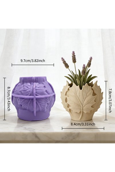 Choice A Silicone mold for maple leaf flower pots: 3D maple leaf texture + ro...