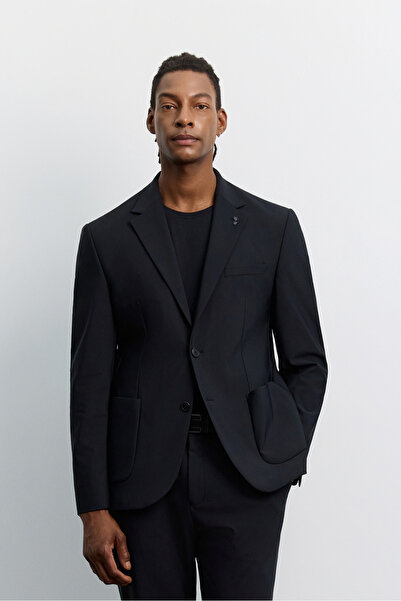 Avva Men's Black Mono Closure, Pocket Technical Classic Jacket A62Y4009