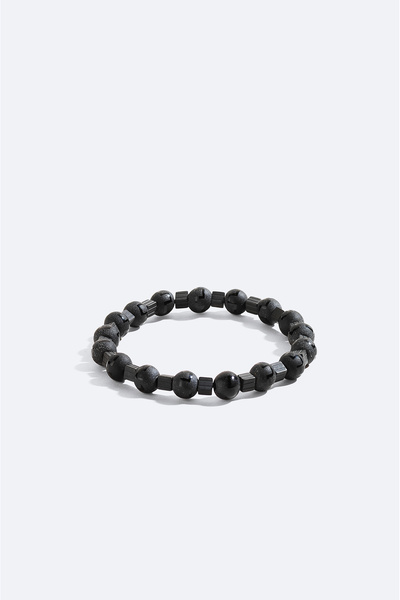 Avva Men's Black Patterned Onyx and Hematite Stone Bracelet B009623