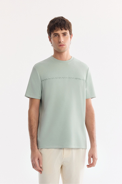 Avva Men's Mint Green Bicycle Printed Viscose Blended Bi-Stretch Interlock Re...