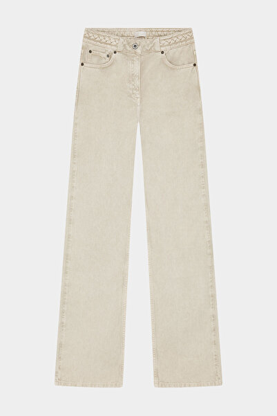 W Collection BEJ KEMER ÖRGÜ DETAYLI JEAN PANTOLON