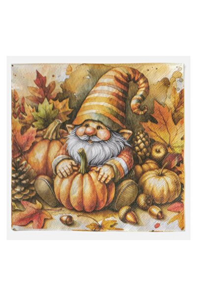 OEM Servetele de Masa cu 2 Straturi Gnome Portocalii cu Flori 40x40cm - 20buc...