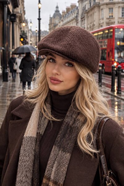 HAZAL KAYA ATELIER Brown Knitwear Woolen Cap Women's Hat