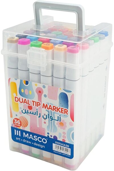 MASCO مجموعة أقلام تحديد مزدوجة الرأس، 36 لونًا، رأس رفيع ورأس عريض، حبر ممتا...