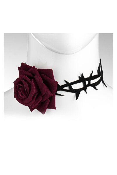 OEM Accesoriu de Deghizare Colier Chocker cu Trandafir & Spini Negru Catifela...
