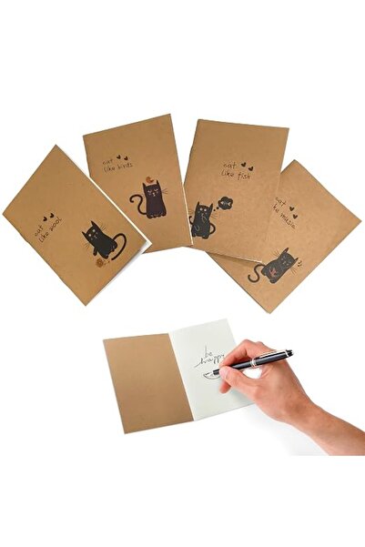 GENERAL 4Pcs Cat Series Mini Pocket Notebook Set, Practical Small Notepad & N...