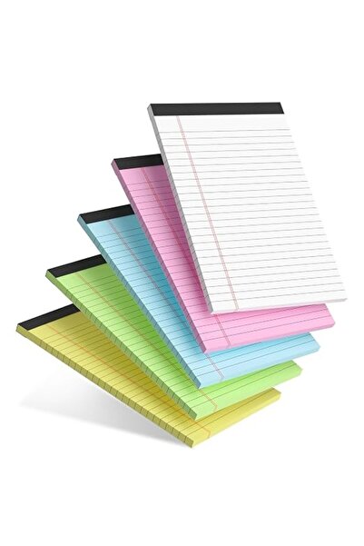 GENERAL 5 Pack Small Note Pads, 5x8in Notebook College Ruled Legal Pads, Colo...