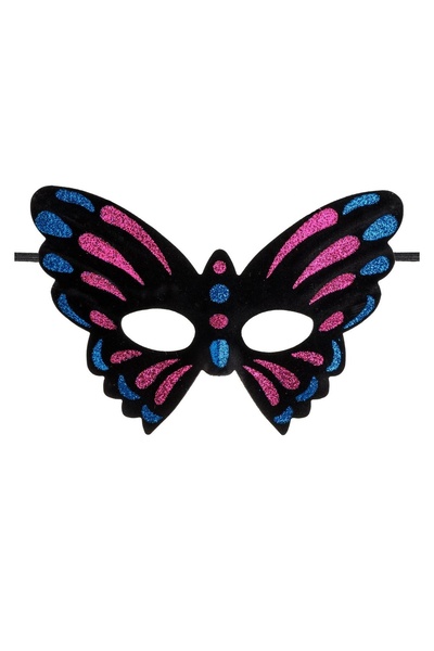 OEM Masca Deghizare Dama cu Model Fluture Negru & Glitter Albastru Fucsia – A...