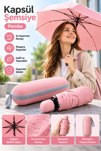 Clevora KAPSÜL ŞEMSİYE PEMBE