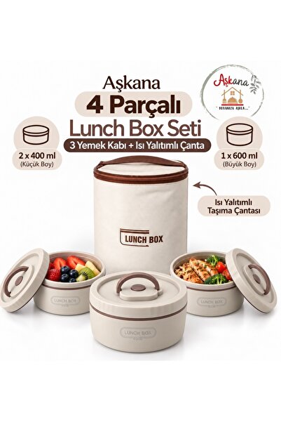 Aşkana Stainless Steel Portable Lunch Box Vacuum Food Container Set, Heat Ins...